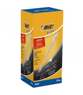 Caja Boligrafo Bic 0,8 Mm Cristal Azul 50Unid